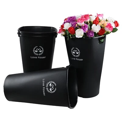 4-Pack Plastic Flower Bucket Vase with Handles, Large Farmhouse French Bucket - Image 1 of 4