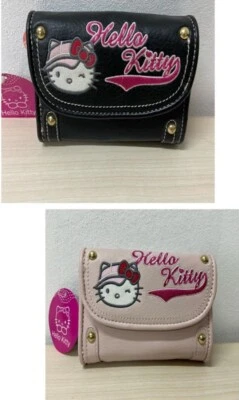 Portafoglio in pelle Rosa o Nero Hello Kitty Dim: 13x10cm - Immagine 1 di 3