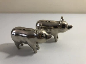 Miniature Metal Pig Salt and Pepper Shakers - 3 Inches Long - Super Cute! - Picture 1 of 2