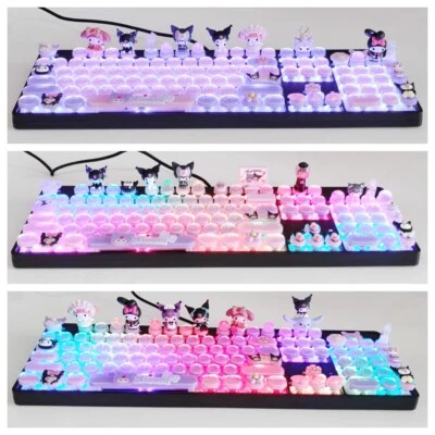 My Melody Cinnamoroll Kuromi Mechanical Keyboard Wired 87/104 Keys Hot swap 1PC - Image 1 of 4