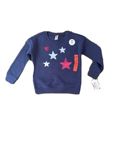 Oshkosh Girls Sweatshirt 6/6X Star Flip Sequin Fleece Navy Blue NEW - Picture 1 of 3