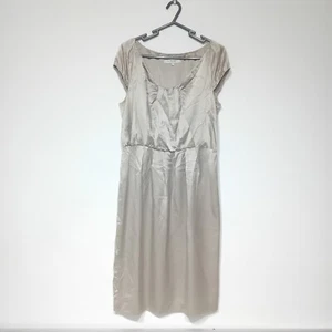 LK Bennett Womens Dress Silk Uk 14 Gold Tone Midi Short Sleeve Boat Neck - Picture 1 of 22