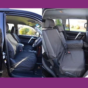 Tailored Front Rear Black Waterproof Seat Covers For Toyota LandCruiser 2009-23 - Picture 1 of 4