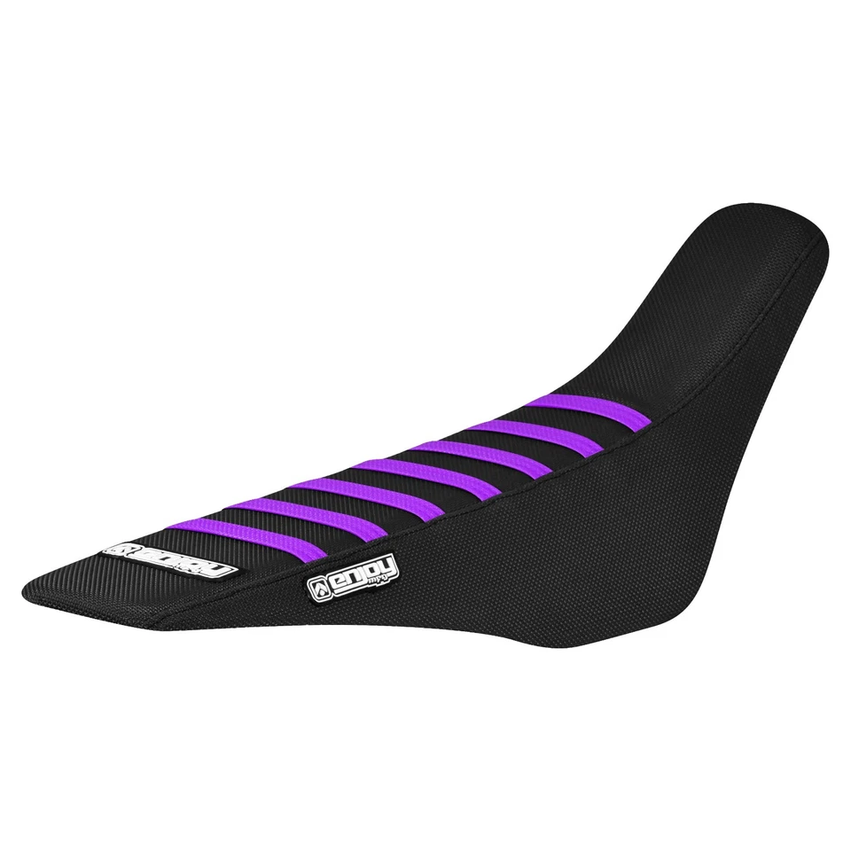 2007 - 2024 HONDA CRF 150 R gripper seat cover    all BLACK w/ PURPLE ribs  #50 - Image 1 of 4