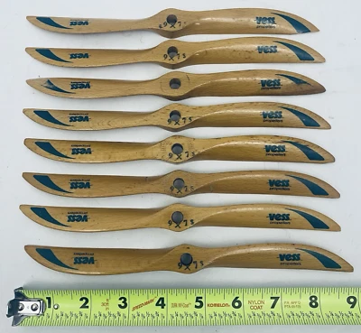 LOT of Vintage Vess Wooden Airplane Propeller 9 x 7 Sport Series Prop Mixed Cond - Image 1 of 4