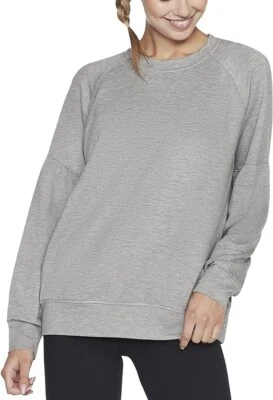 NUEVO CON ETIQUETAS Camiseta Skechers Para Mujer Restante Cuello Redondo Manga Larga Gris Talla S $50 GG464 Foto 1 de 2