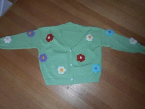 NWOT Size 16 - 18 1XL Cardigan with crochet flowers - hippy boho - bohemian - Picture 1 of 8