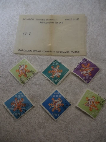 ECUADOR STAMPS GRENOBLE OLYMPICS 1968 SET OF 6  FREE SHIP Cover