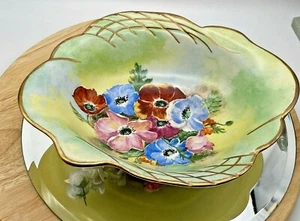 Vintage ROYAL WINTON GRIMWADES BOWL/VASE Floral Design Gilded Edges Hand-painted - Picture 1 of 11