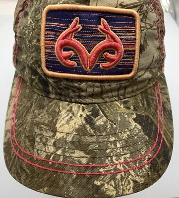 RealTree Camo Hat Cap Pink Embroidered Logo Adjustable Snap Back - Image 1 of 4