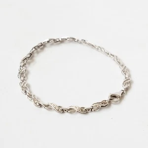 Sterling Silver with Diamond Accent Infinity Link Bracelet .925 India Genuine - Picture 1 of 3