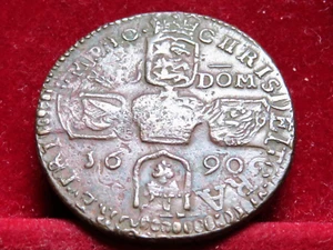 Ireland - Gunmoney. 1690 - James 11, Crown. aVF Parts of host coin visible.. - Imagen 1 de 6