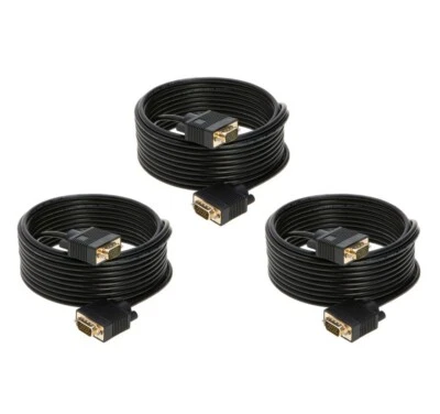 3-Pack- 30FT SVGA M/M 15 Pin Cable TV Video Projector PC Monitor HD Display Cord - Image 1 of 4