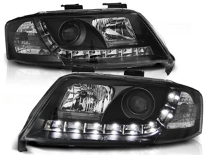 LED Tagfahrlicht Design Scheinwerfer für Audi A6 4B 01-04 schwarz - Bild 1 von 2