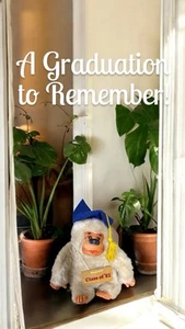Vintage 1981 Gonga Thumb Sucking Monkey Gorilla Graduation Cap Graduate Russ - Bild 1 von 1