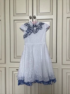 Oriental Girls Dress Size 11-12 China Layered  Embroidered Mandarin Collar - Picture 1 of 12