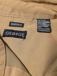 Mens George Shirt Size 4XL(54/56) Imitation Sueded Button Front Long Sleeve Tan - Picture 1 of 7