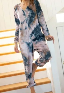 Natural Life Womens S Tie Dye Fleece Jumpsuit Pajamas NWT Soft Comfy Cozy Warm - Picture 1 of 5