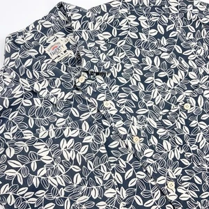 FAHERTY Shirt Mens XL Button Up Blue White Floral Leaves Knit Seasons Avallinas - Picture 1 of 8