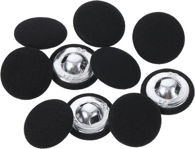10x Jeffdad 20mm Fabric Covered Black Buttons Round Metal Shank Sewing Vintage - Image 1 of 4