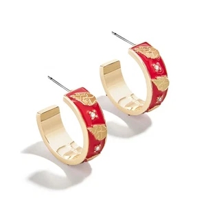 WEAR By Erin Andrews x BaubleBar Cleveland Guardians Enamel Hoop Earrings - Picture 1 of 2