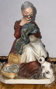Abuela de costura izquierda con gato años 70 No.Kw768 - Firmado - Ver fotos - Imagen 1 de 4