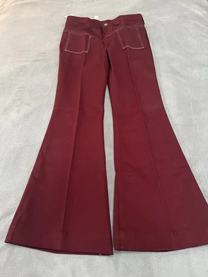 Pantalones de mezclilla Wrangler Sportswear vintage de los años 70 talla 7 juniors rojo oscuro nuevos de colección - ¡hermosos! Foto 1 de 4