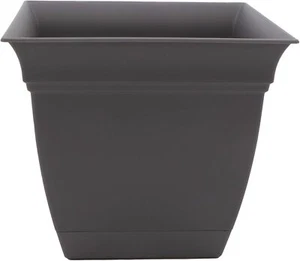 10 Inch Eclipse Square Planter with Saucer - Indoor Outdoor Plant Pot for Flo... - Picture 1 of 1