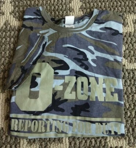NWOT CODE V Camouflage Multicolor Graphic O ZONE REPORTING Men Cotton Shirt Sz M - Picture 1 of 7