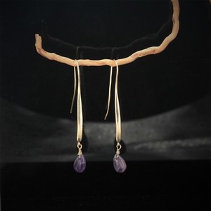 Ohrringe Golden Tropf Amethyst Violett Lang Vintage Stil Einfach DD10
