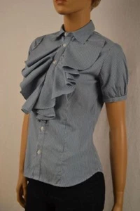 Ralph Lauren WHITE BLUE RUFFLE SHIRT BLOUSE NWT - Picture 1 of 1