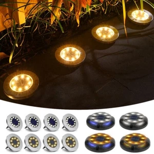 8/10/12LED Solar Power Ground Lights Floor Decking Outdoor Garden Lawn Path Lamp - Picture 1 of 26