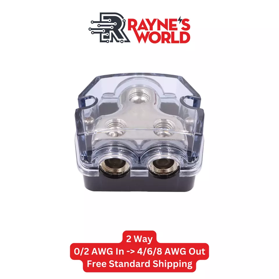 2 Way Distribution Block 0-4 AWG In, 4-8 AWG Out Car Audio Amp Power or Ground - Image 1 of 4