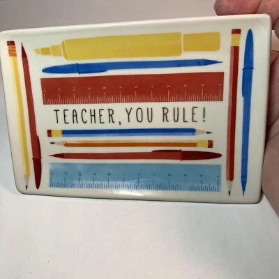 Punch Studio “TEACHER, YOU RULE!” 6”X4” Trinket Dish Tray ~ Teacher Appreciation - Image 1 of 4
