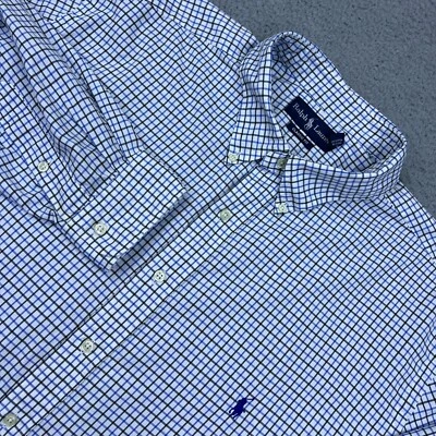 Ralph Lauren Classic Fit Button Down Shirt Mens 2XLT Blue Check Pony Collared - Image 1 of 4