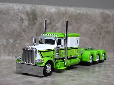 DCP 1/64 Lime Green White Black Tri-Axle 389 Peterbilt Semi Truck Farm Toy - Image 1 of 3