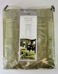 Croscill Bellagio Green & Brown One Pair Lines Pole Top Drapes Curatins New NIP - Picture 1 of 5