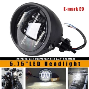5.75" E9 LED Black Headlight w/ DRL Universal Fit Motorcycle with 5.75" Headlamp - Picture 1 of 12