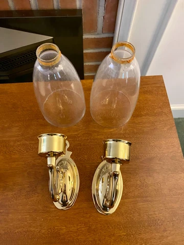 Baldwin Brass Wall Mounted Brass Candle Sconce With Crystal Shade Cover