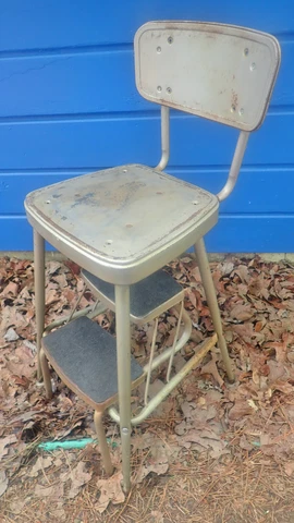 Vintage Cosco? Kitchen Step Stool Farm Garage Chair Pull Out Stool Rustic Cover