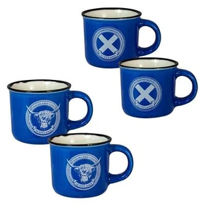 Juego de 2 tazas de café espresso de 3 oz con diseño de bandera de las Highlands Cow o Saltire - Imagen 1 de 11