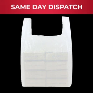 Bolsas porta chaleco de plástico blanco para supermercados y supermercados 11 x 17 x 21 pulgadas 13 mu - Imagen 1 de 5