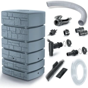Regentonne 500L Regenfass Regenwassertank Wasserfass + Anschluss-Set Grau - Bild 1 von 1