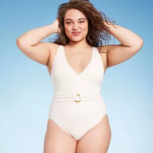 Costume da bagno donna Shade & Shore scollo a V pezzo unico con cintura L - Foto 1 di 1