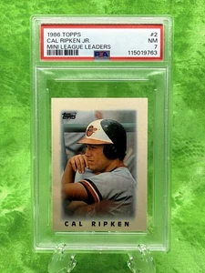 Cal Ripken Jr - Mini - 1986 Topps League Leader Mini #2 Baltimore Oriole PSA 7 - Bild 1 von 5