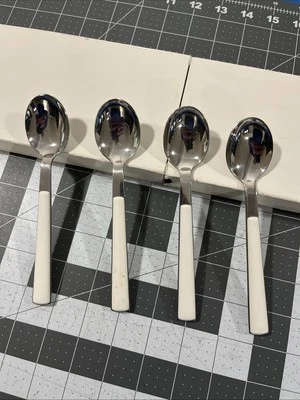 WMF Cromargan Torino (4) Teaspoons White Handle 18/10 Stainless Flatware - Image 1 of 4