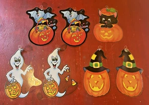 Halloween Plastikfolie Saugnapf Fenster Klammern Dekorationen Lot - 7 Insgesamt - Bild 1 von 4