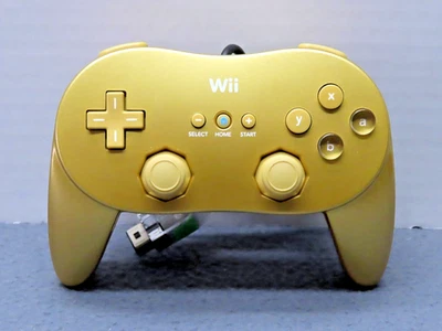 Mando Nintendo Wii Clásico Pro Dorado Auténtico OEM Probado Funciona RVL-005 (02) Foto 1 de 4
