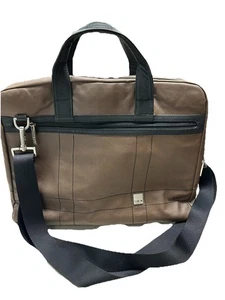 Knomo London Brown Laptop Messenger Bag Nylon Brown Leather Metal Accents - Picture 1 of 10