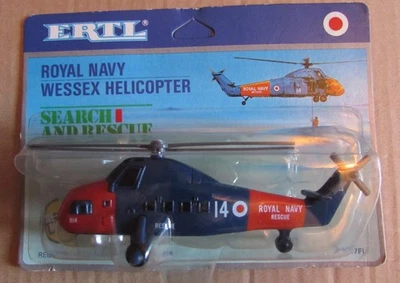 HELICÓPTERO ERTL ESCALA 1/64 MODELO DE METAL FUNDIDO A PRESIÓN MARINA REAL SAR WESSEX # 1017FI Foto 1 de 4